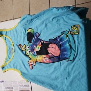 Scooby Doo Mens Tank Top Shirt Blue Multicolor Graphic Scoop Neck Sleeveless M
